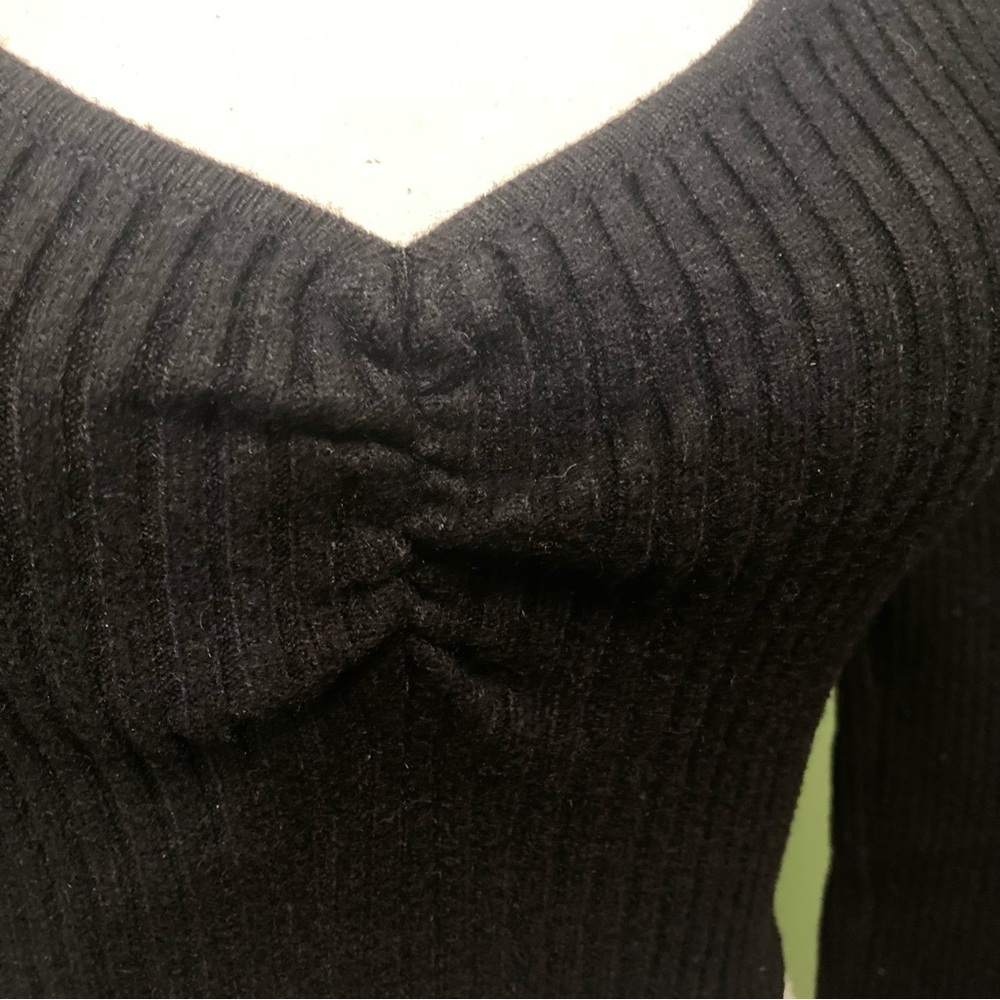 Black Ribbed Long sweater  Top - Picture 4 of 5